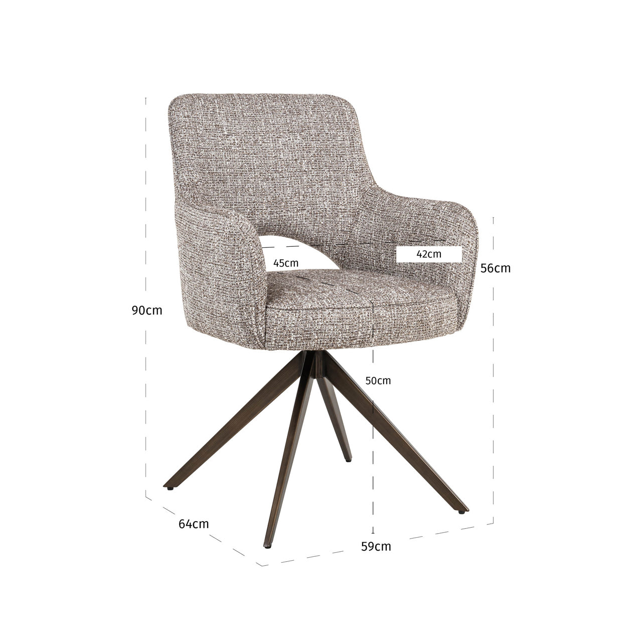 Richmond Interiors Esszimmerstuhl Ginerva earth tweed swivel Esszimmerstuhl Richmond Interiors
