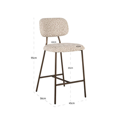 Richmond Interiors Thekenstuhl Xenia beige leopard fire retardant (Set of 2) Richmond Interiors