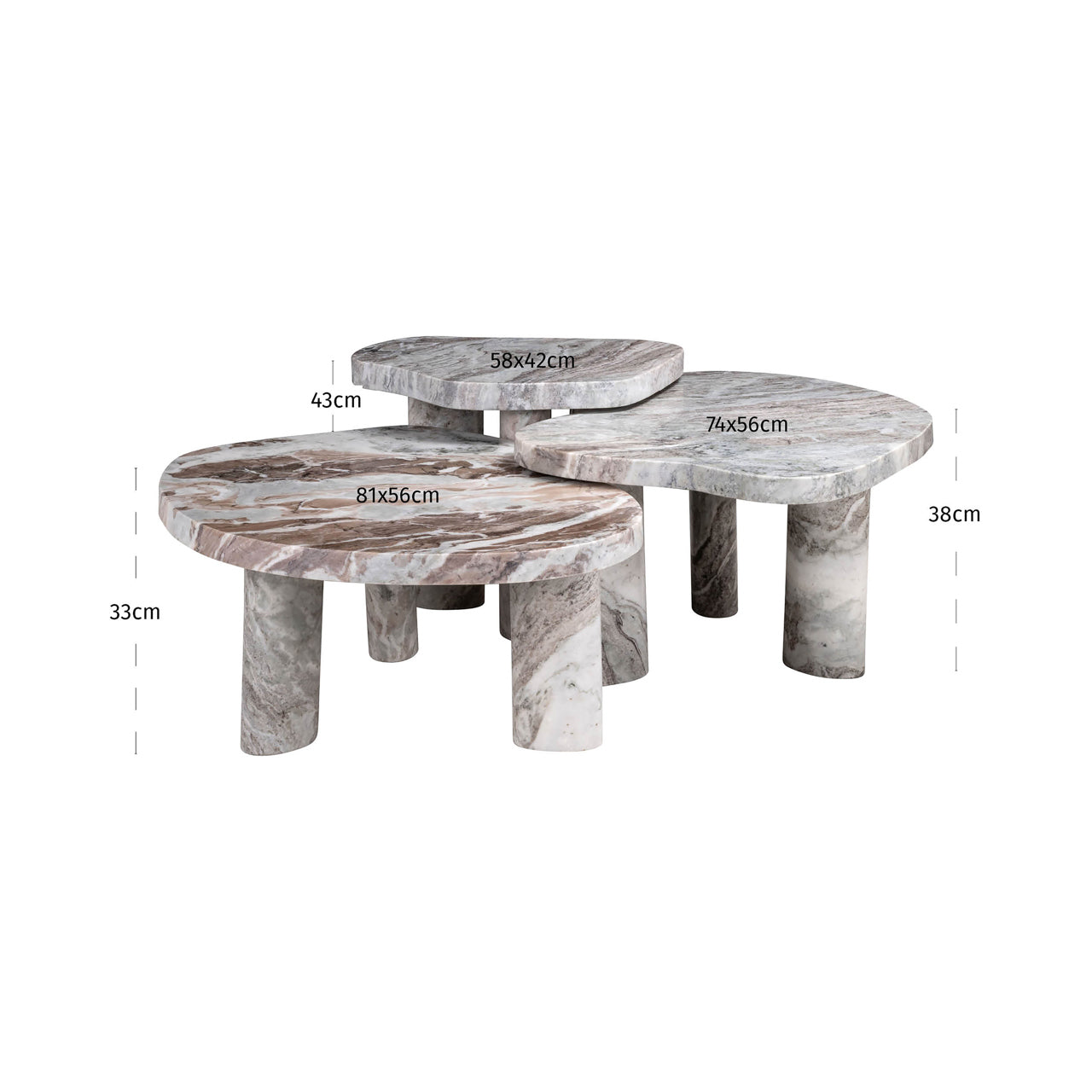 Richmond Interiors Couchtisch Camino Blush beige (Set of 3) Couchtisch Richmond Interiors