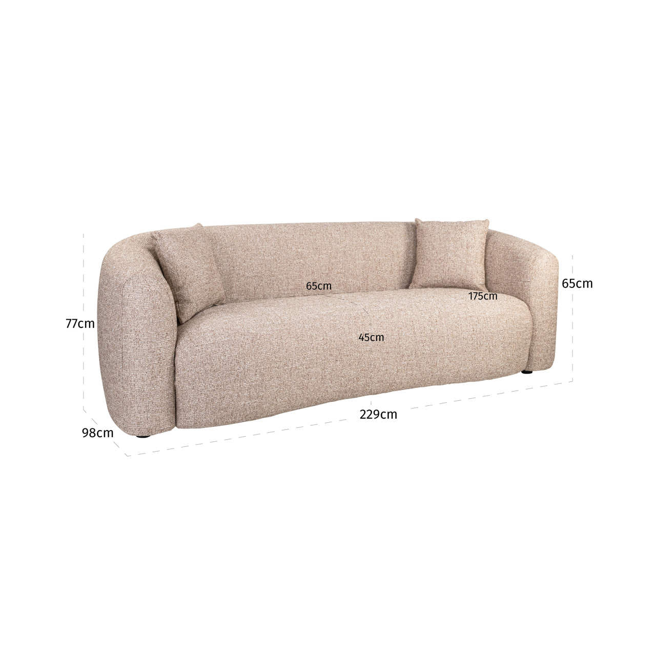 Richmond Interiors Sofa Luxandra sand tweed fire retardant Sofa Richmond Interiors