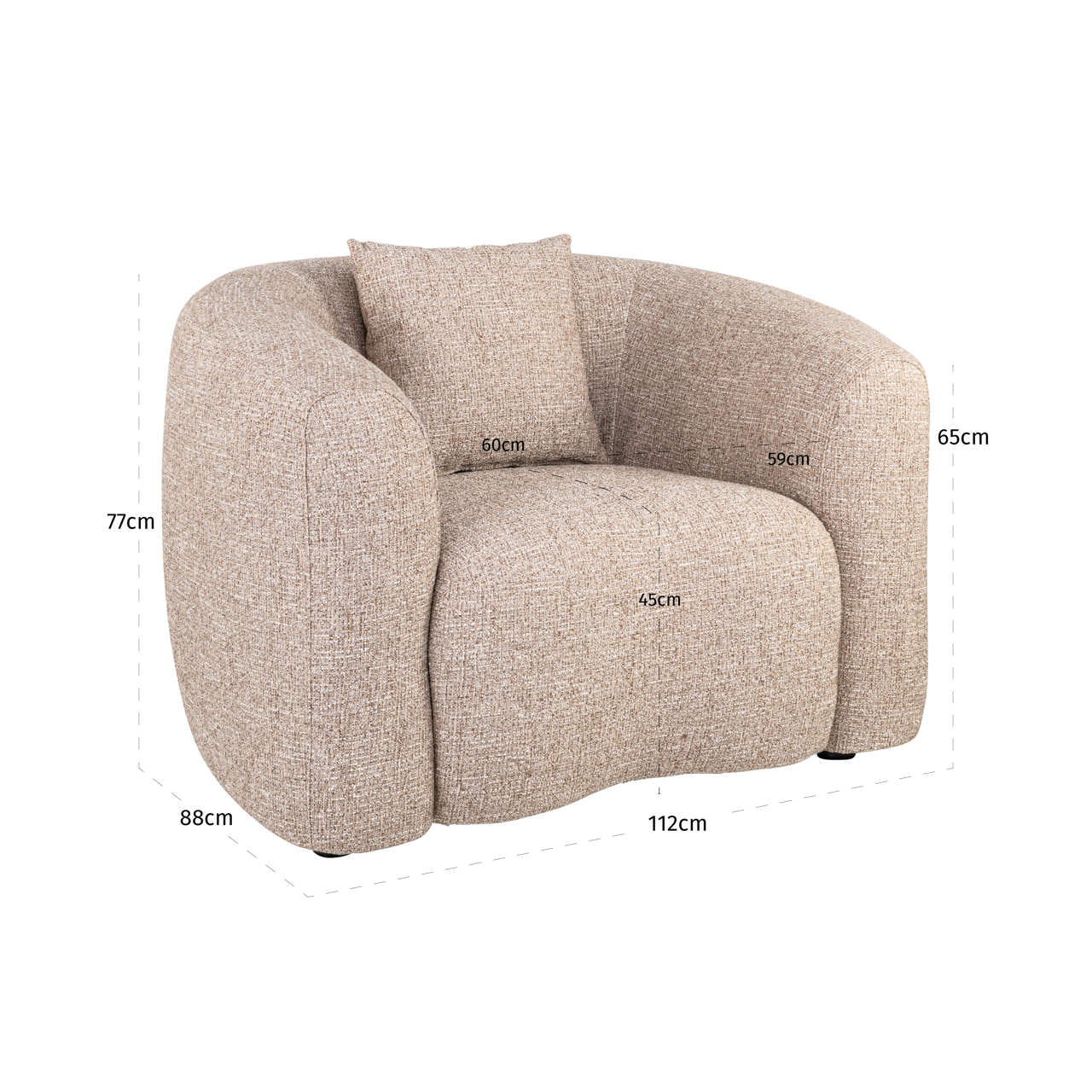 Richmond Interiors Lounge Stuhl Luxandra sand tweed fire retardant Lounge Stuhl Richmond Interiors
