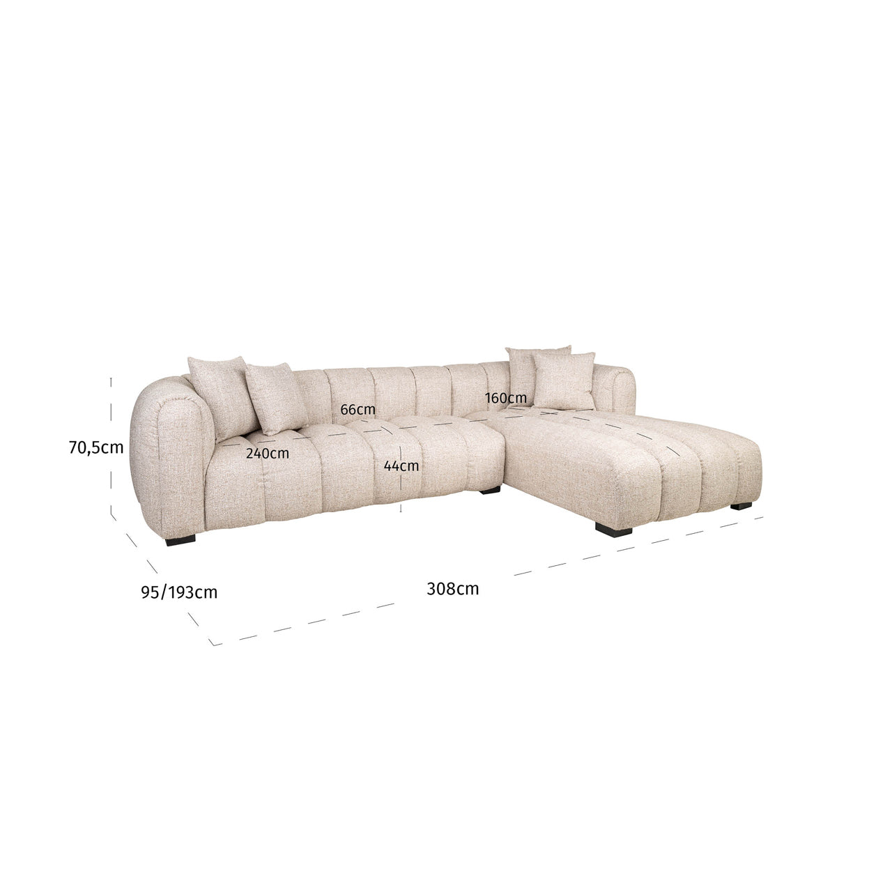 Richmond Interiors Sofa Novaro cream tweed lounge right fire retardant Sofa Richmond Interiors