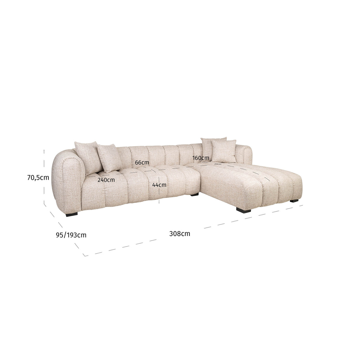 Richmond Interiors Sofa Novaro cream tweed lounge right fire retardant Richmond Interiors