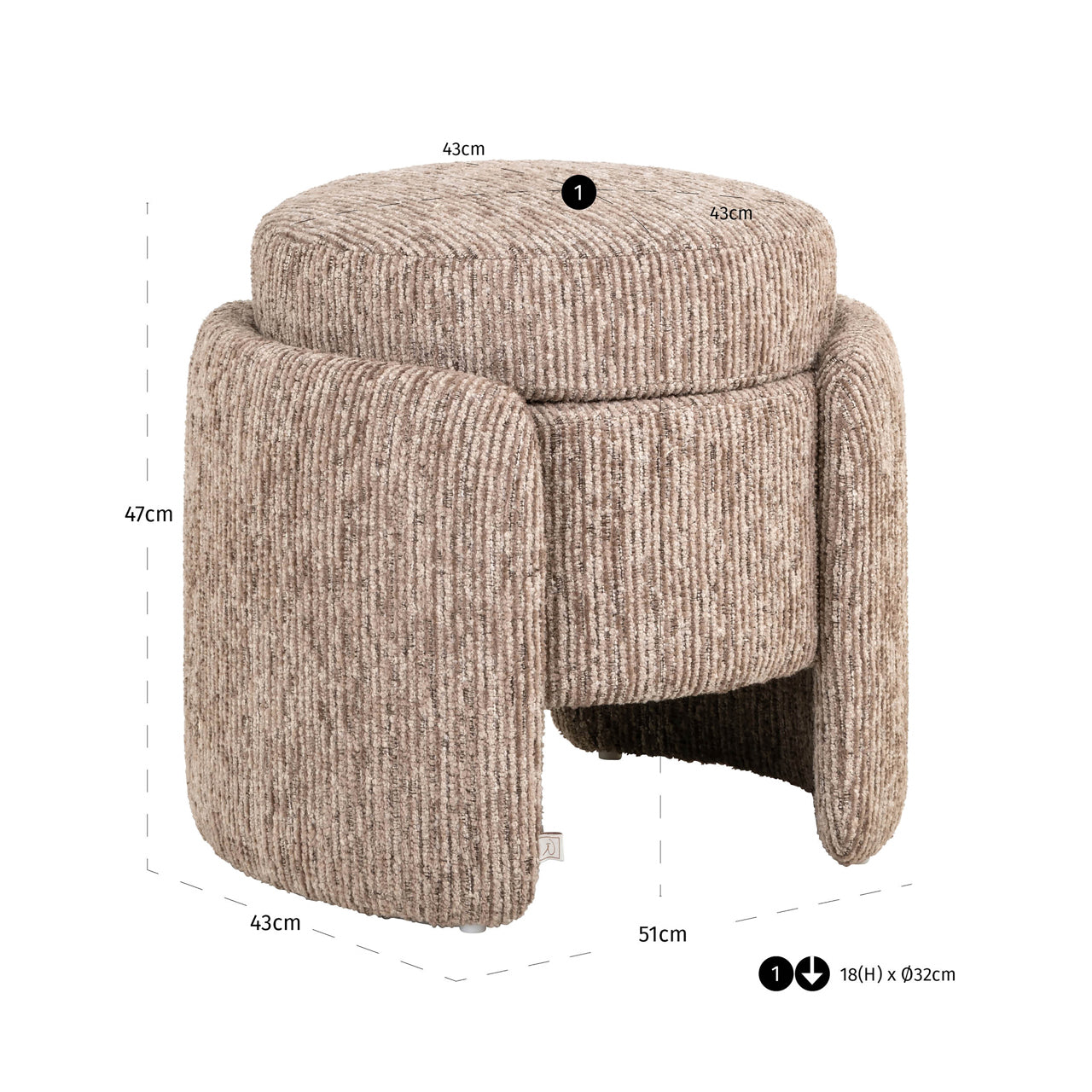Richmond Interiors Hocker &amp; Fußbank Cupid mocca linear with storage Hocker &amp; Fußbank Richmond Interiors