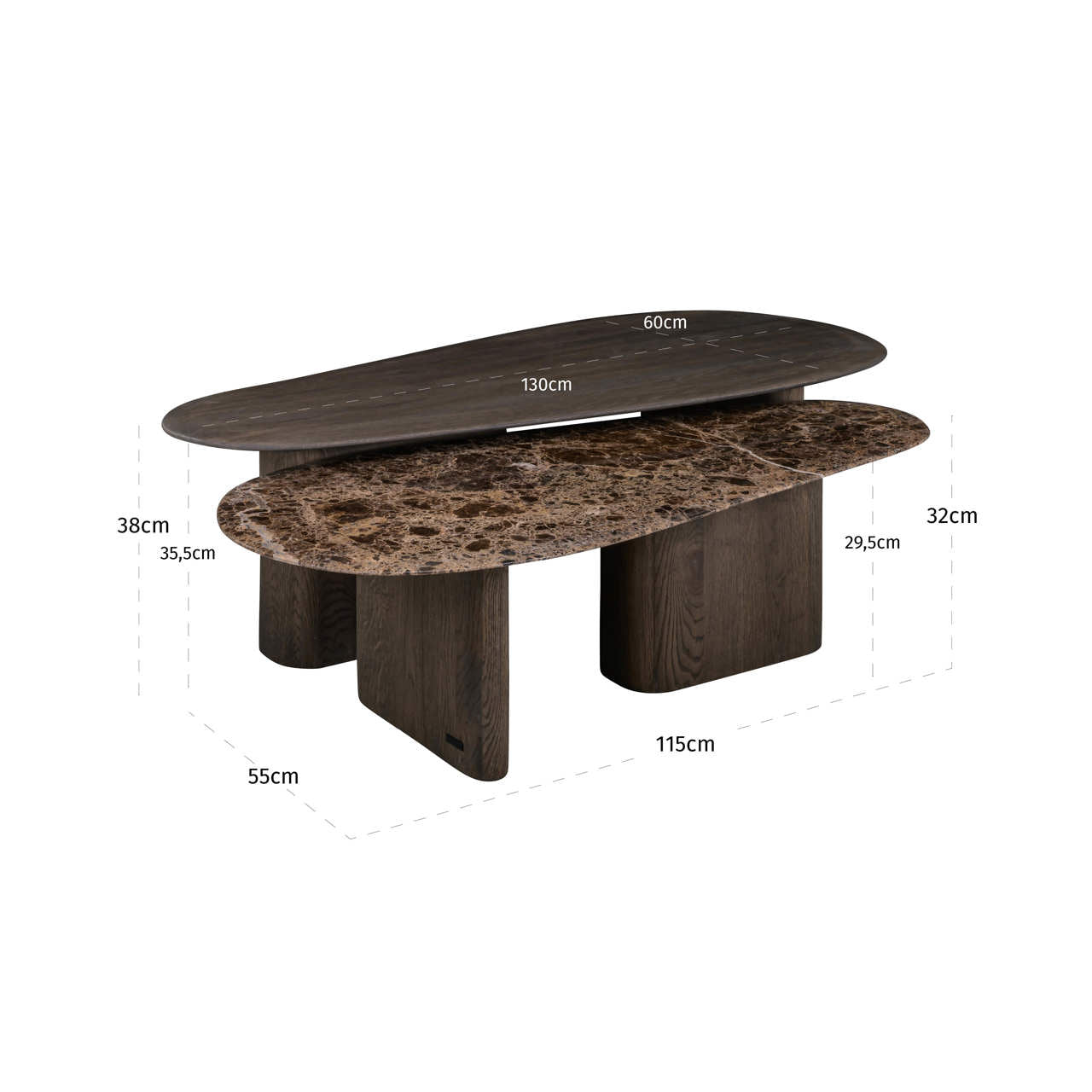 Richmond Interiors Couchtisch Castello Smoked charchoal (Set of 2) Couchtisch Richmond Interiors