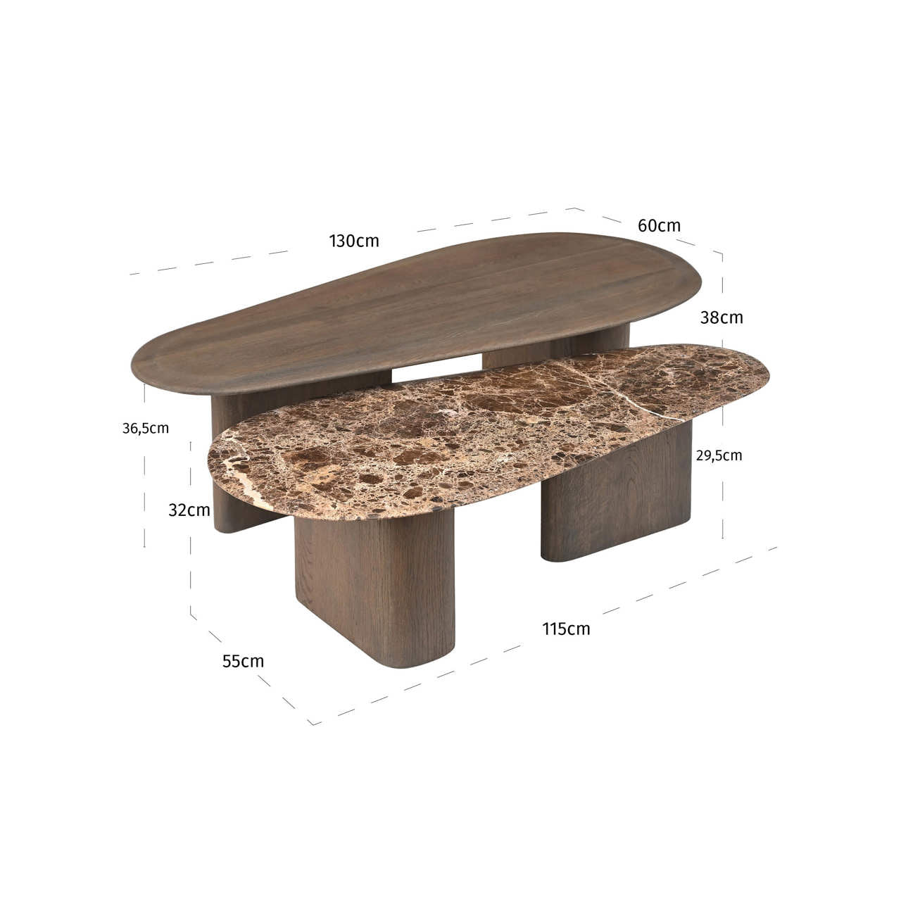 Richmond Interiors Couchtisch Castello Smoked charchoal (Set of 2) Couchtisch Richmond Interiors