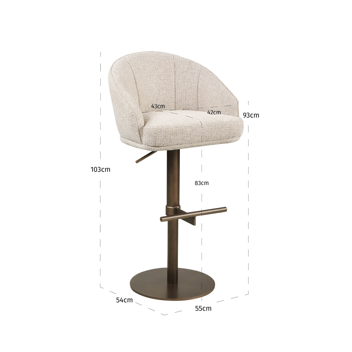 Richmond Interiors Barhocker Beverly natural fancy swivel
