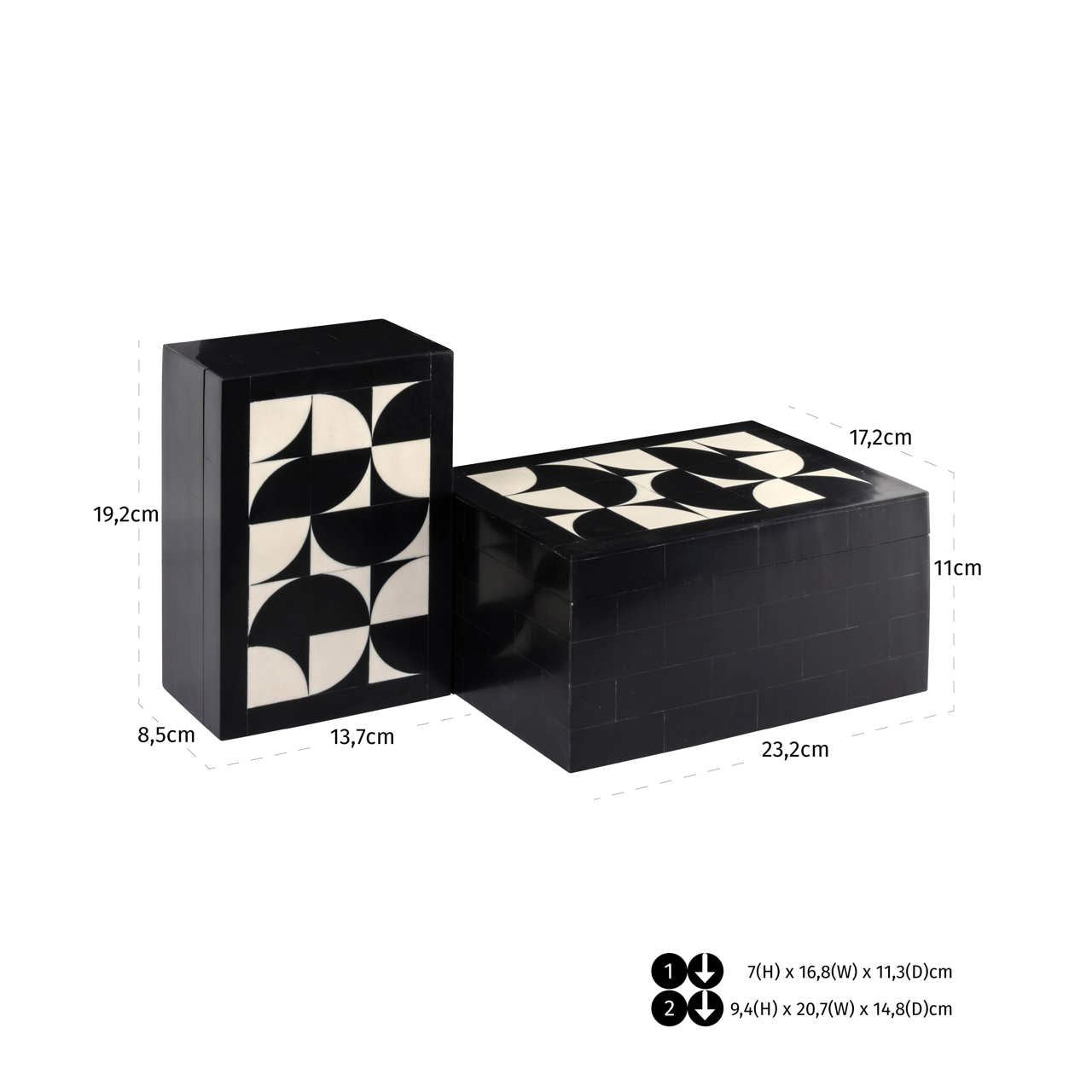 Richmond Interiors Aufbewahrungsbox Rae black/white (Set of 2) Aufbewahrungsbox Richmond Interiors
