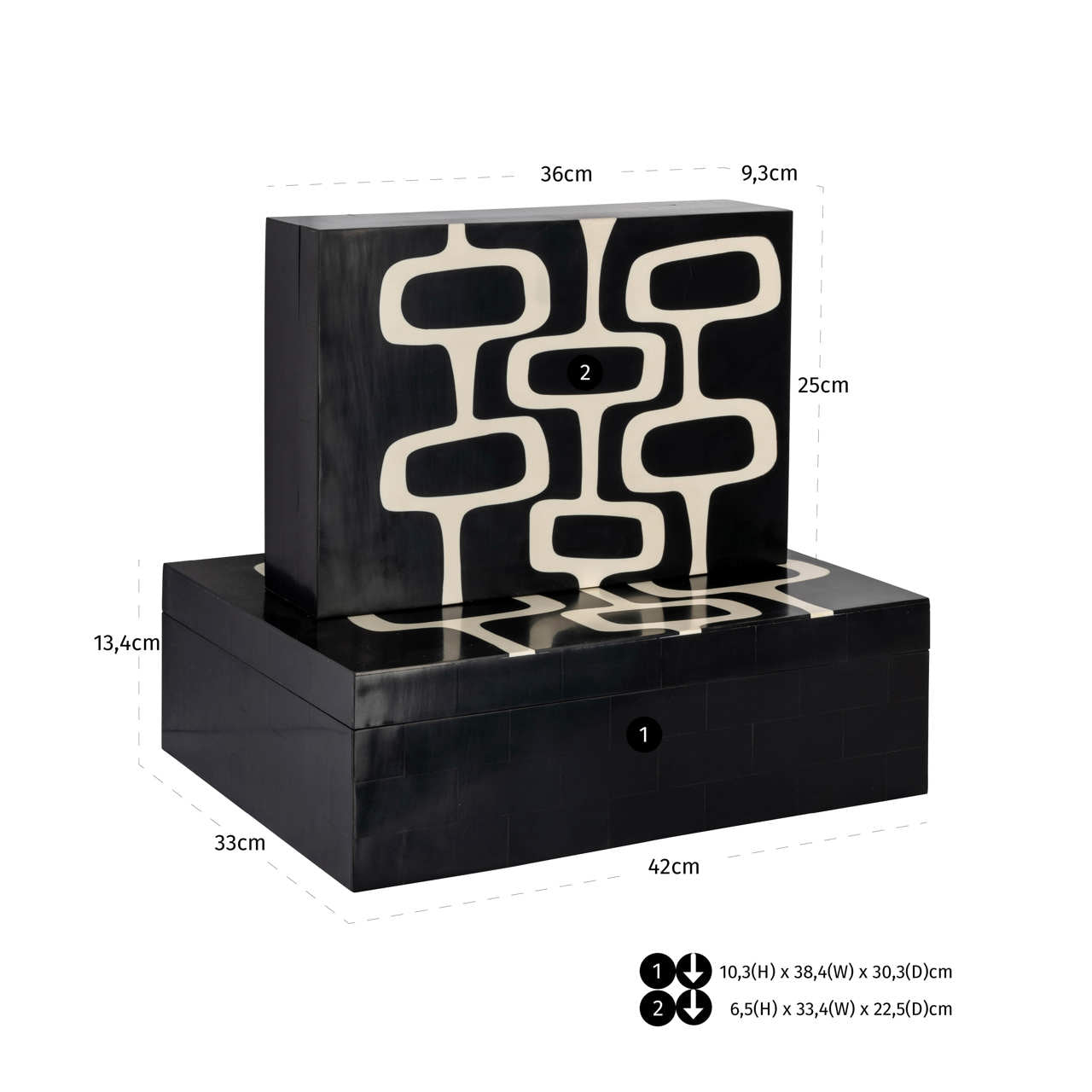 Richmond Interiors Aufbewahrungsbox Lux black/white (Set of 2) Aufbewahrungsbox Richmond Interiors