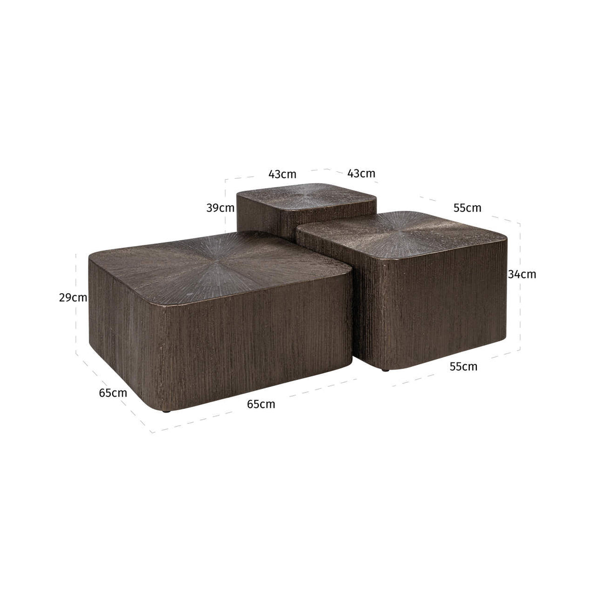 Richmond Interiors Couchtisch Cubes Brunzae (Set of 3) Richmond Interiors