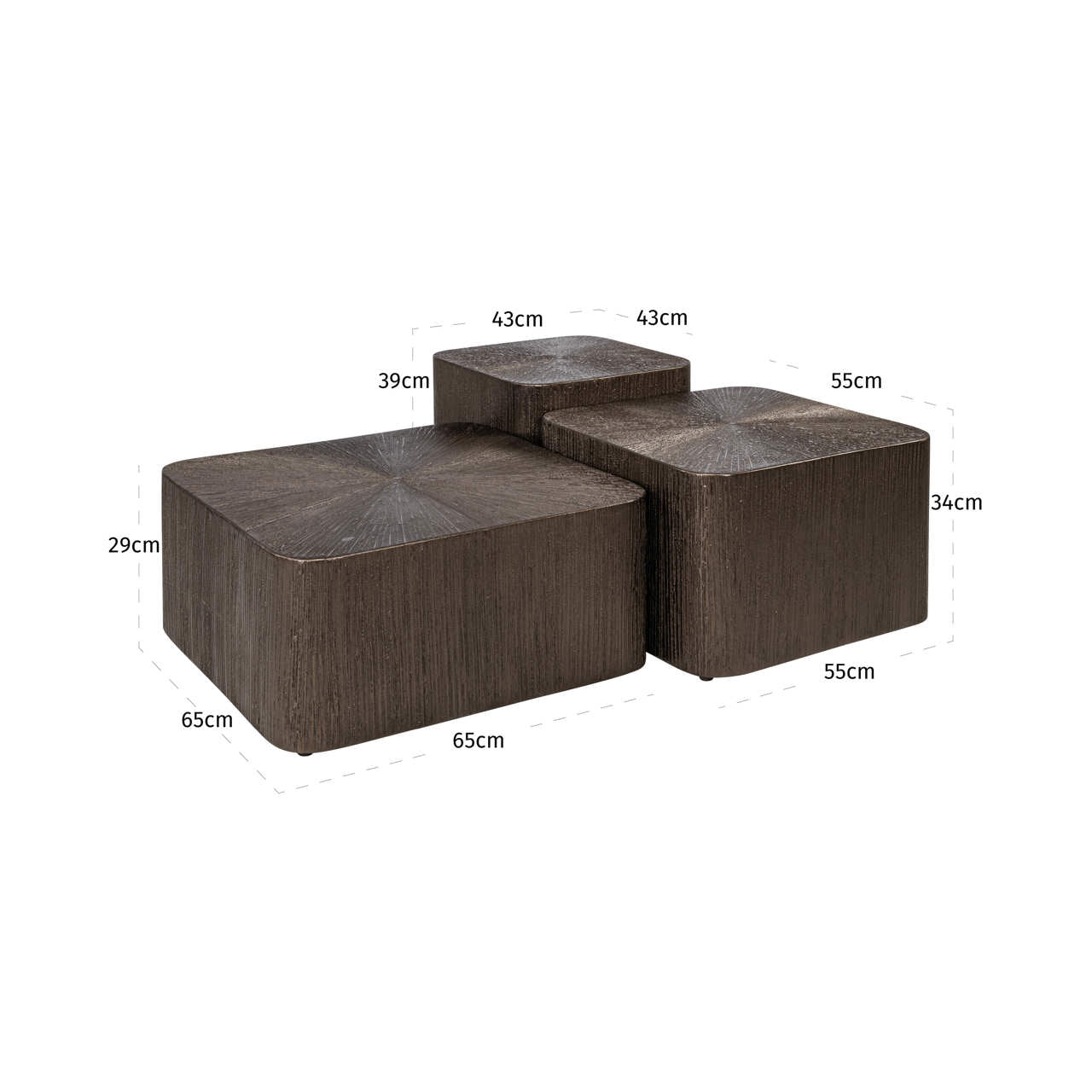 Richmond Interiors Couchtisch Cubes Brunzae (Set of 3) Couchtisch Richmond Interiors