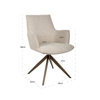 Richmond Interiors Esszimmerstuhl Dakota natural chunky swivel with arm