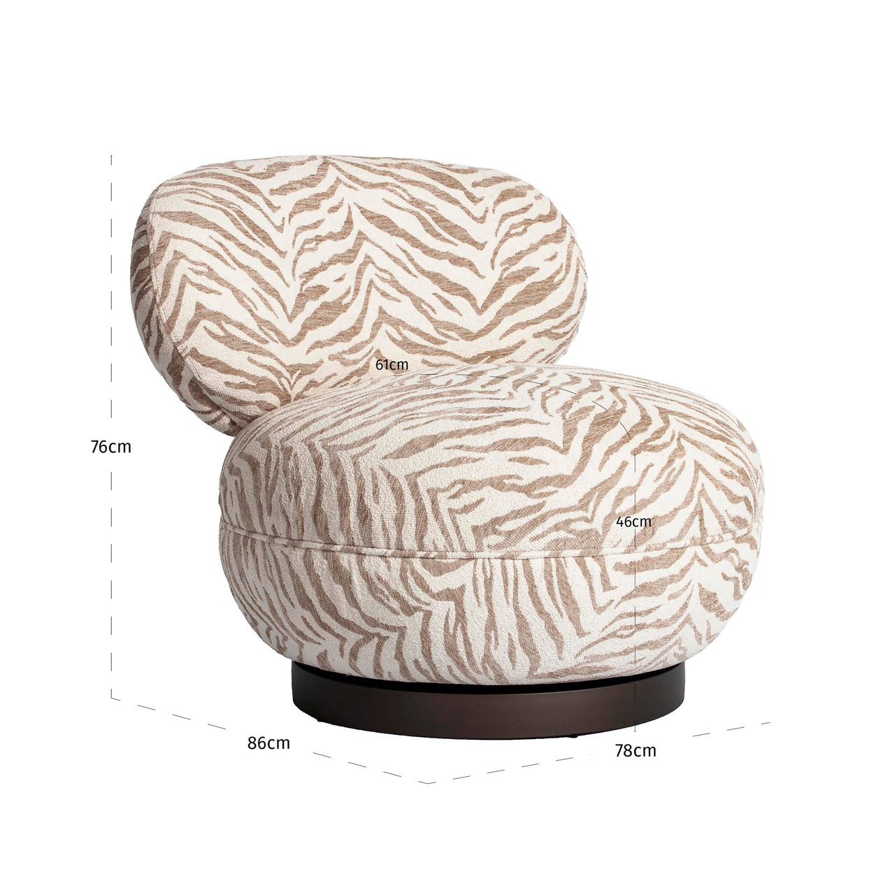 Richmond Interiors Lounge Stuhl Jace beige tiger swivel Lounge Stuhl Richmond Interiors