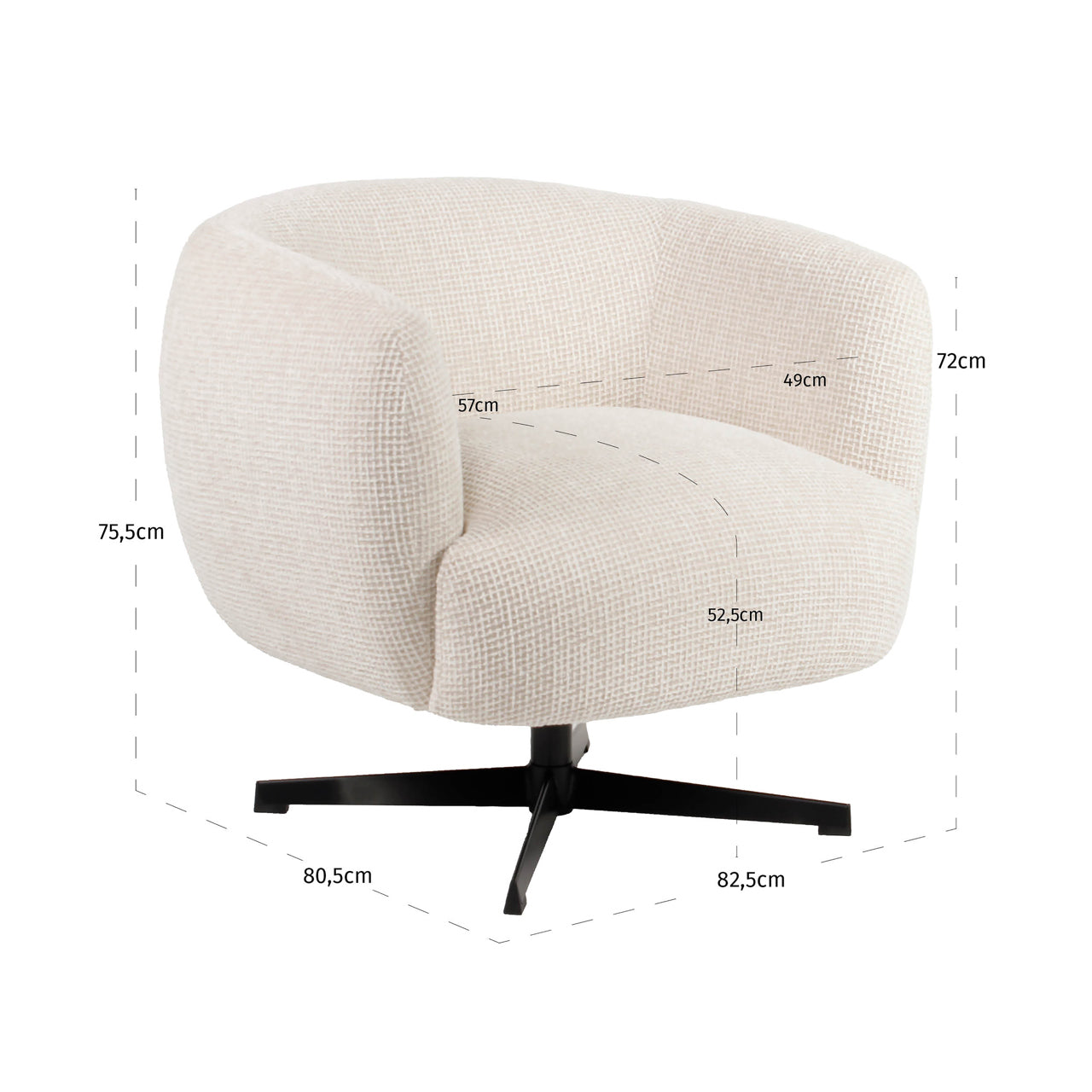 Richmond Interiors Lounge Stuhl Estelle beige blockweave swivel