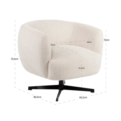 Richmond Interiors Lounge Stuhl Estelle beige blockweave swivel