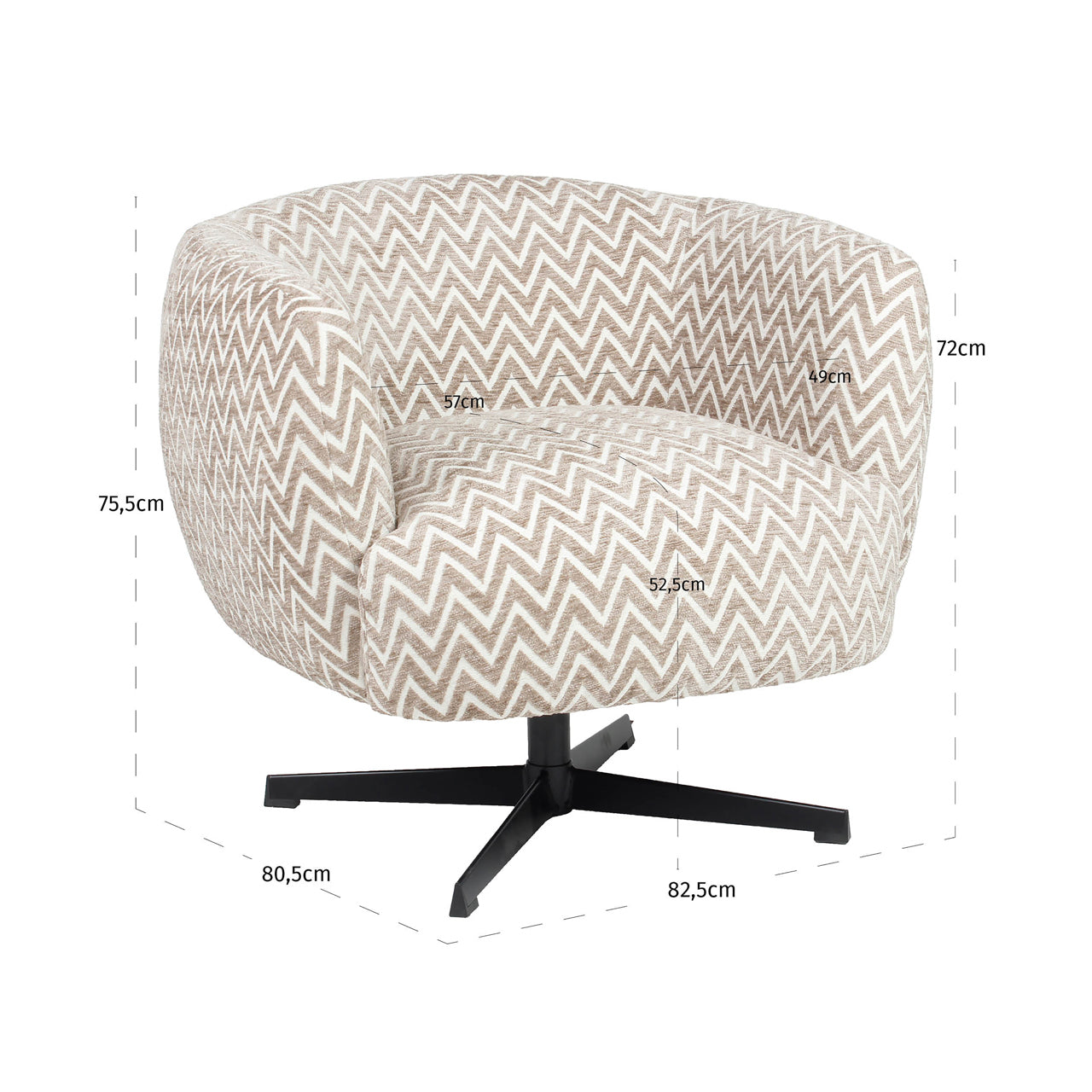 Richmond Interiors Lounge Stuhl Estelle sand chevron swivel Richmond Interiors