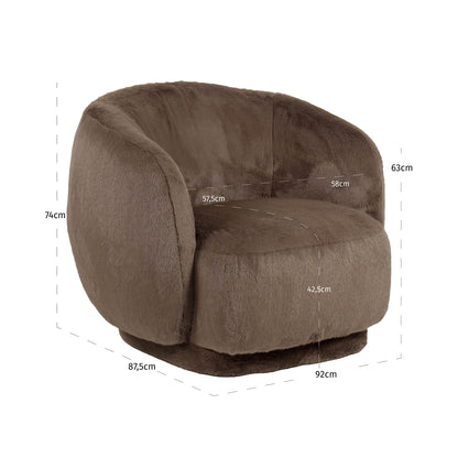Richmond Interiors Lounge Stuhl Negreslo brown fluffy swivel Lounge Stuhl Richmond Interiors