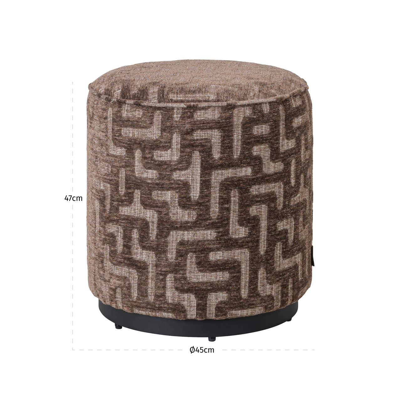 Richmond Interiors Hocker &amp; Fußbank Lexie brown labyrinth 45Ø Hocker &amp; Fußbank Richmond Interiors