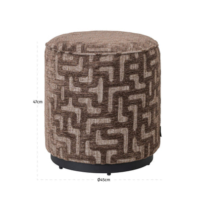 Richmond Interiors Hocker &amp; Fußbank Lexie brown labyrinth 45Ø Hocker &amp; Fußbank Richmond Interiors