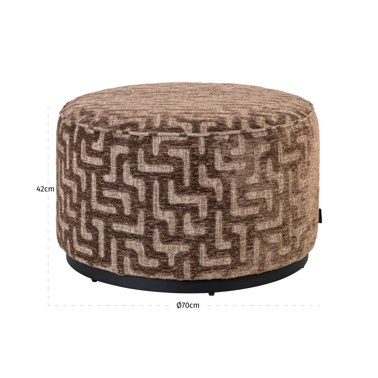 Richmond Interiors Hocker &amp; Fußbank Lexie brown labyrinth 70Ø Richmond Interiors