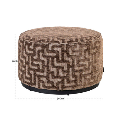Richmond Interiors Hocker &amp; Fußbank Lexie brown labyrinth 70Ø Richmond Interiors