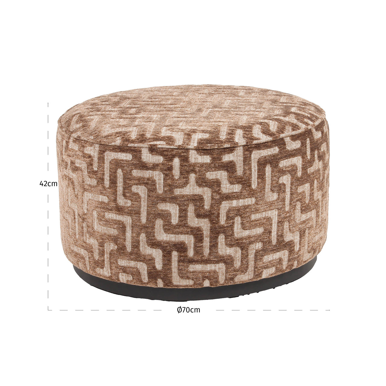 Richmond Interiors Hocker &amp; Fußbank Lexie brown labyrinth 70Ø Hocker &amp; Fußbank Richmond Interiors