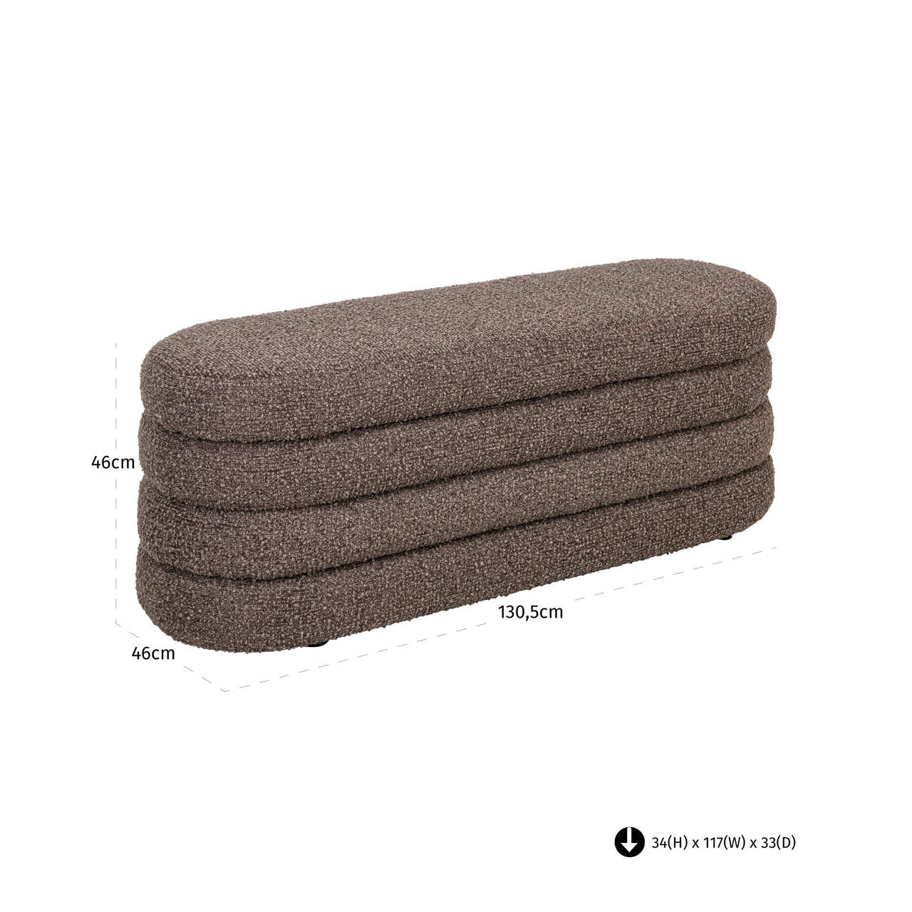 Richmond Interiors Hocker &amp; Fußbank Camille brown chunky Hocker &amp; Fußbank Richmond Interiors