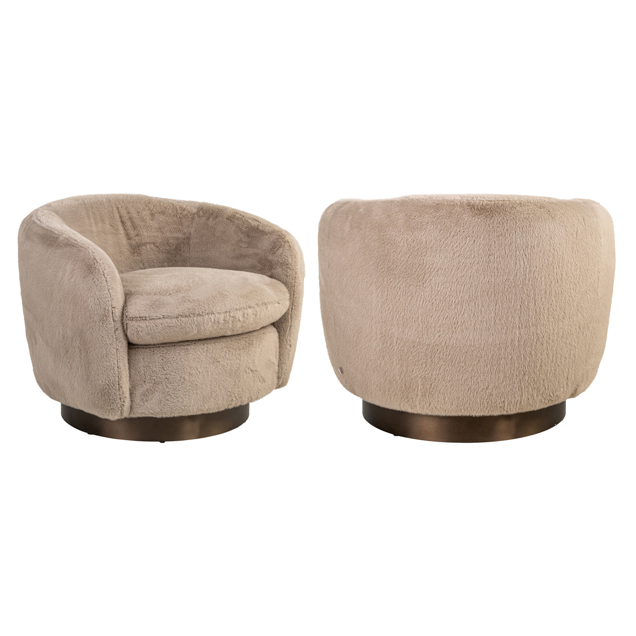 Richmond Interiors Lounge Stuhl Colmar khaki fluffy swivel