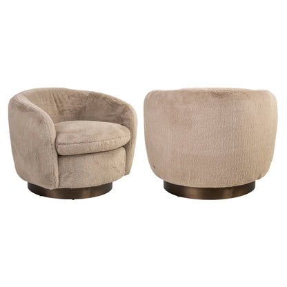 Richmond Interiors Lounge Stuhl Colmar khaki fluffy swivel