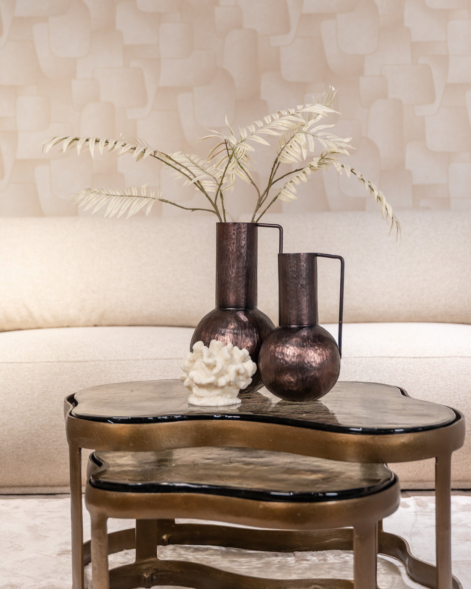 Richmond Interiors Couchtisch Fairfield brass antique (Set of 2) Couchtisch Richmond Interiors