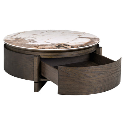 Richmond Interiors Couchtisch Langford brown 90Ø 1-drawer