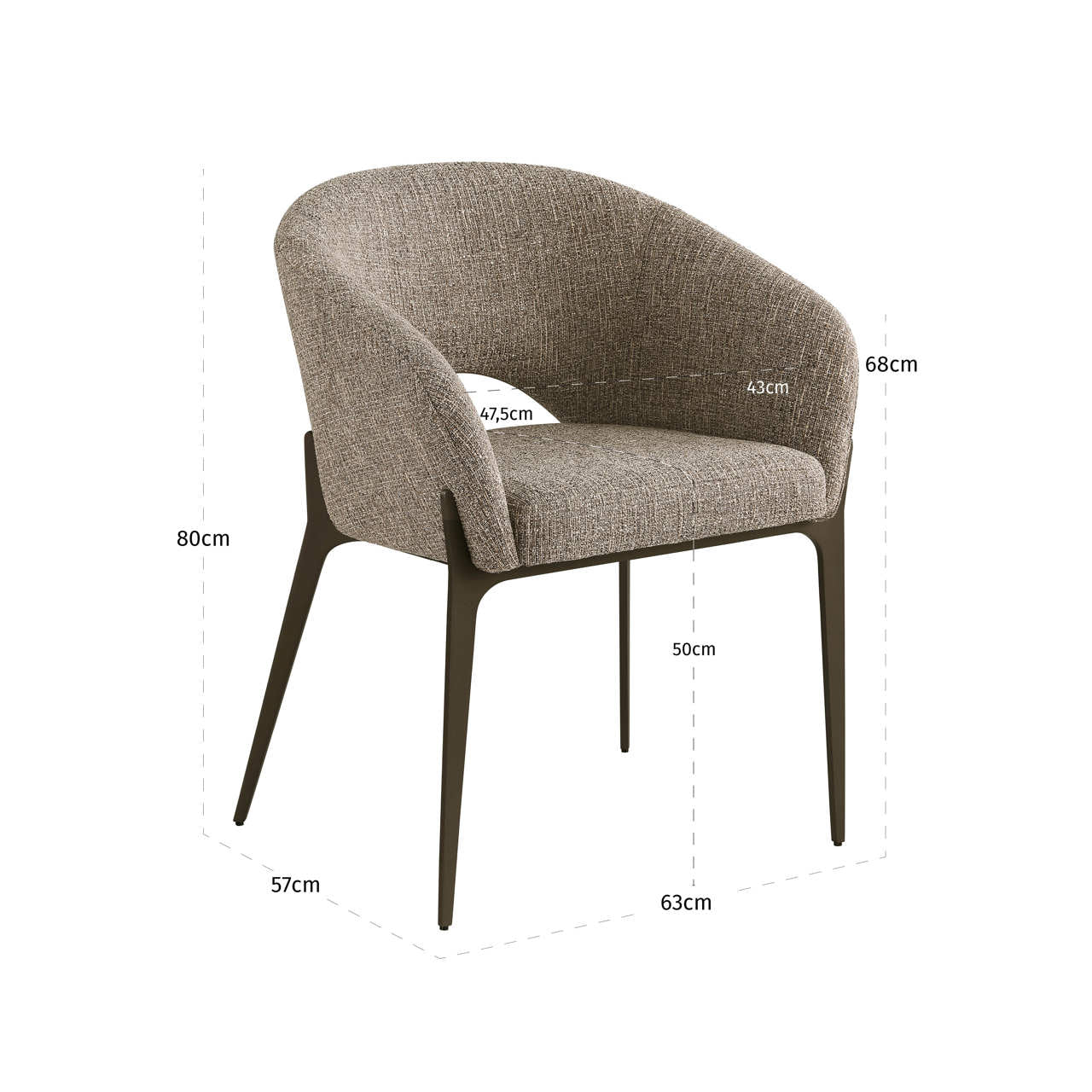 Richmond Interiors Esszimmerstuhl Kenzi brown tweed Esszimmerstuhl Richmond Interiors