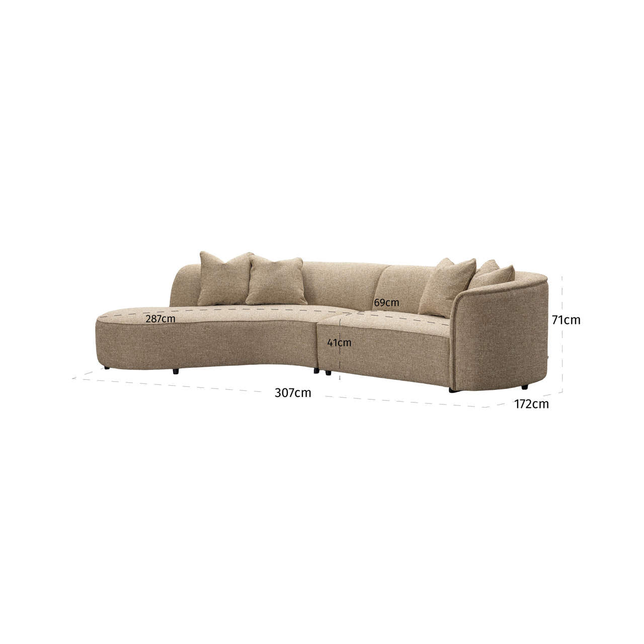 Richmond Interiors Sofa Romero sand tweed ottoman left fire retardant Sofa Richmond Interiors