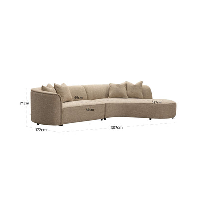 Richmond Interiors Sofa Romero sand tweed ottoman right fire retardant Sofa Richmond Interiors