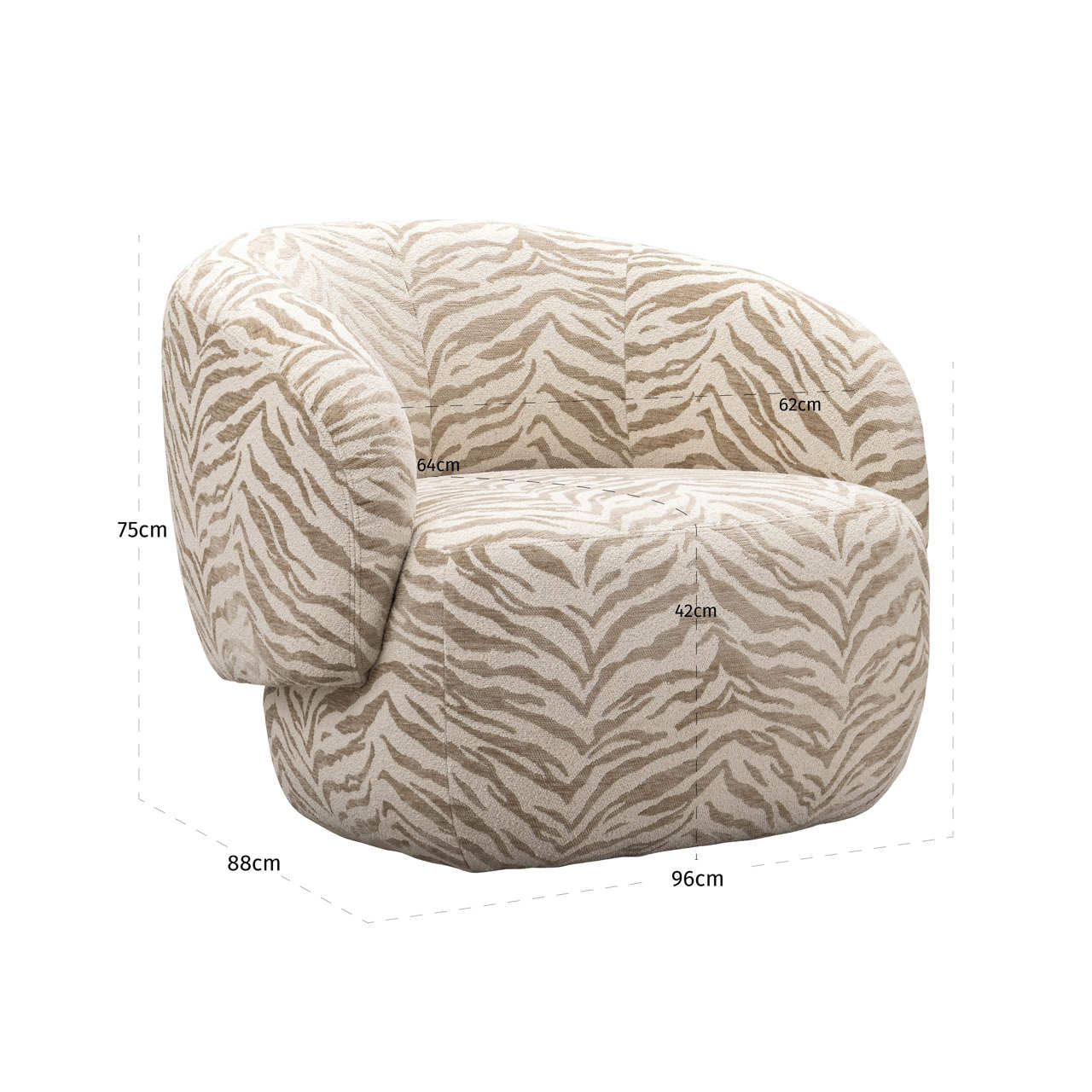 Richmond Interiors Lounge Stuhl Milano beige tiger Lounge Stuhl Richmond Interiors
