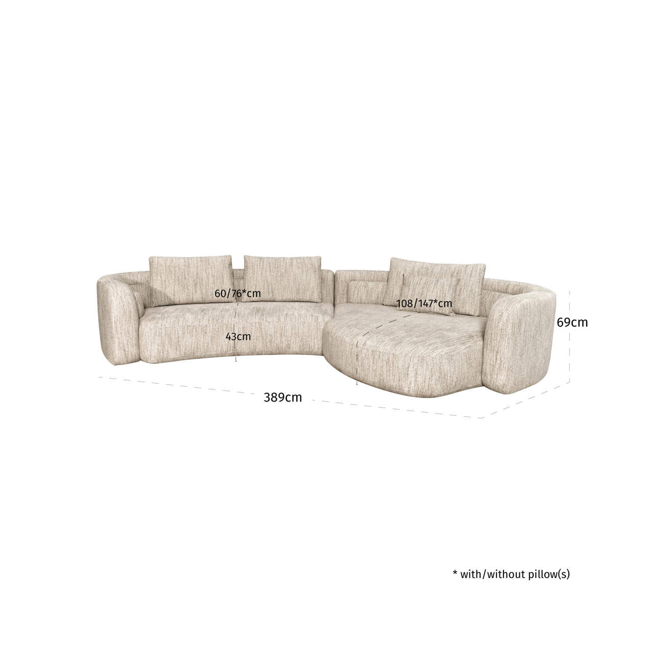 Richmond Interiors Sofa Angusto natural softweave lounge right