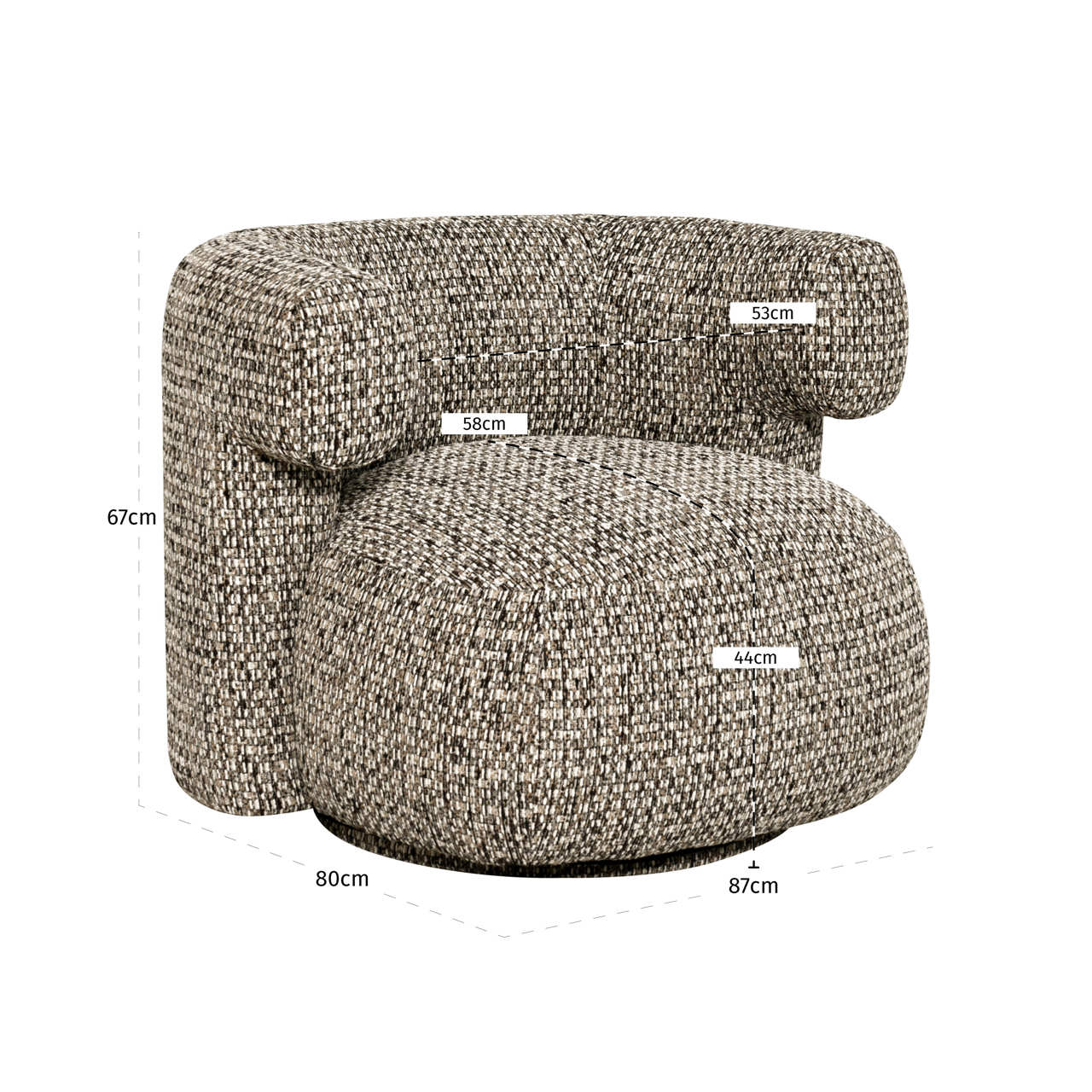 Richmond Interiors Lounge Stuhl Talley cobblestone swivel