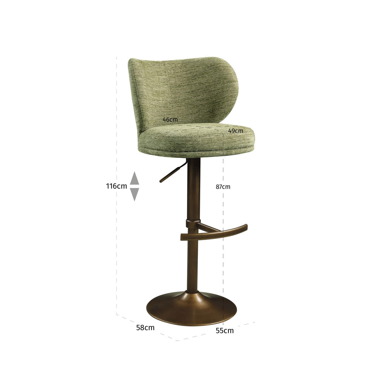 Richmond Interiors Barhocker Amely pistache softweave swivel