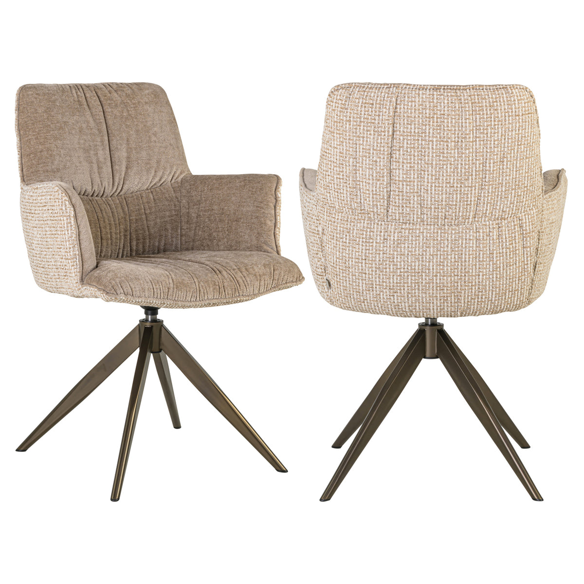 Richmond Interiors Esszimmerstuhl Chase cream blockweave swivel Richmond Interiors