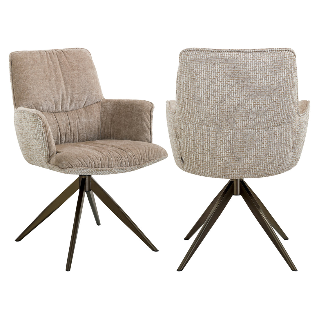 Richmond Interiors Esszimmerstuhl Chase cream blockweave swivel