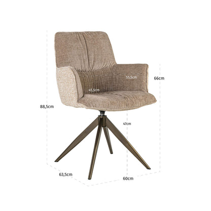 Richmond Interiors Esszimmerstuhl Chase cream blockweave swivel Richmond Interiors