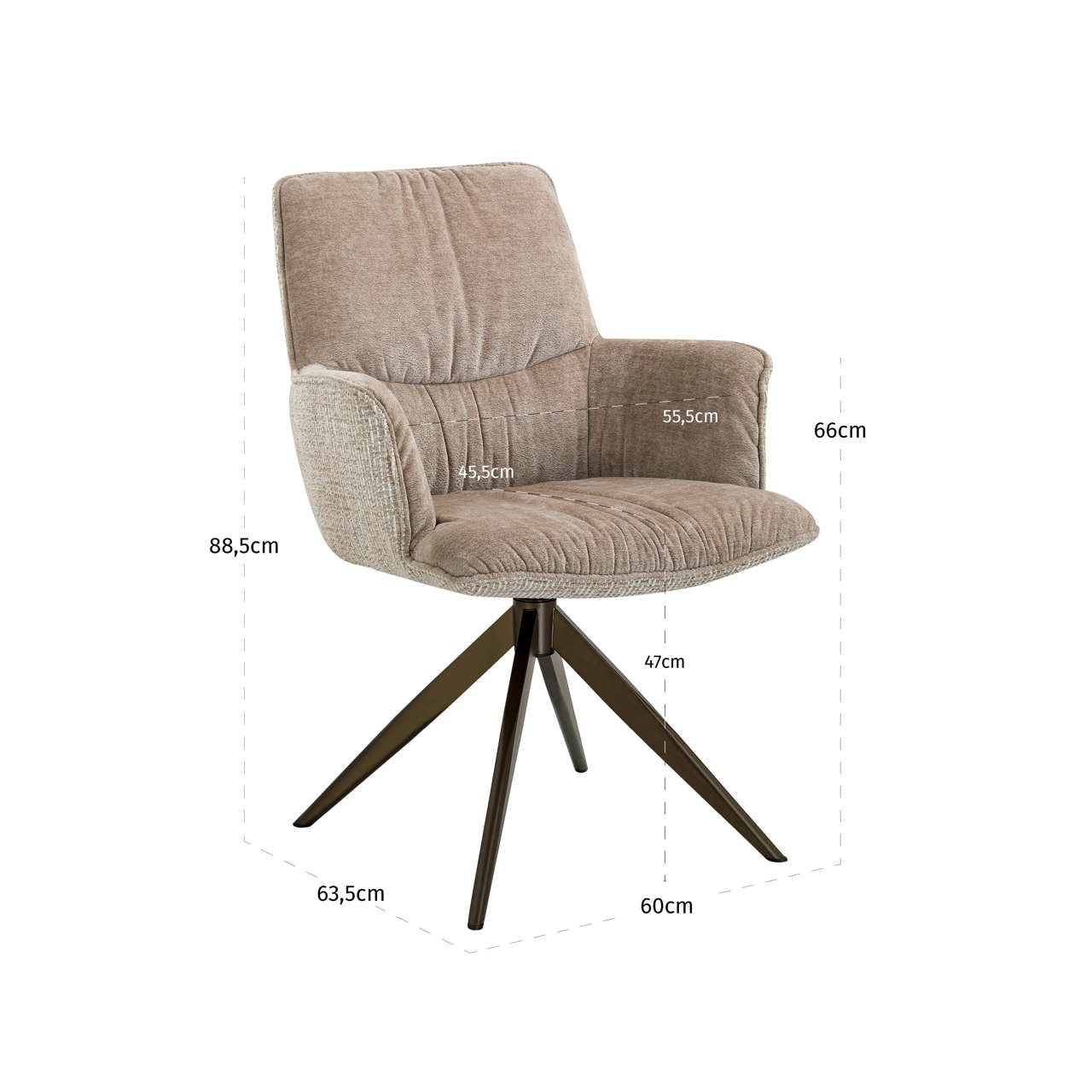 Richmond Interiors Esszimmerstuhl Chase cream blockweave swivel