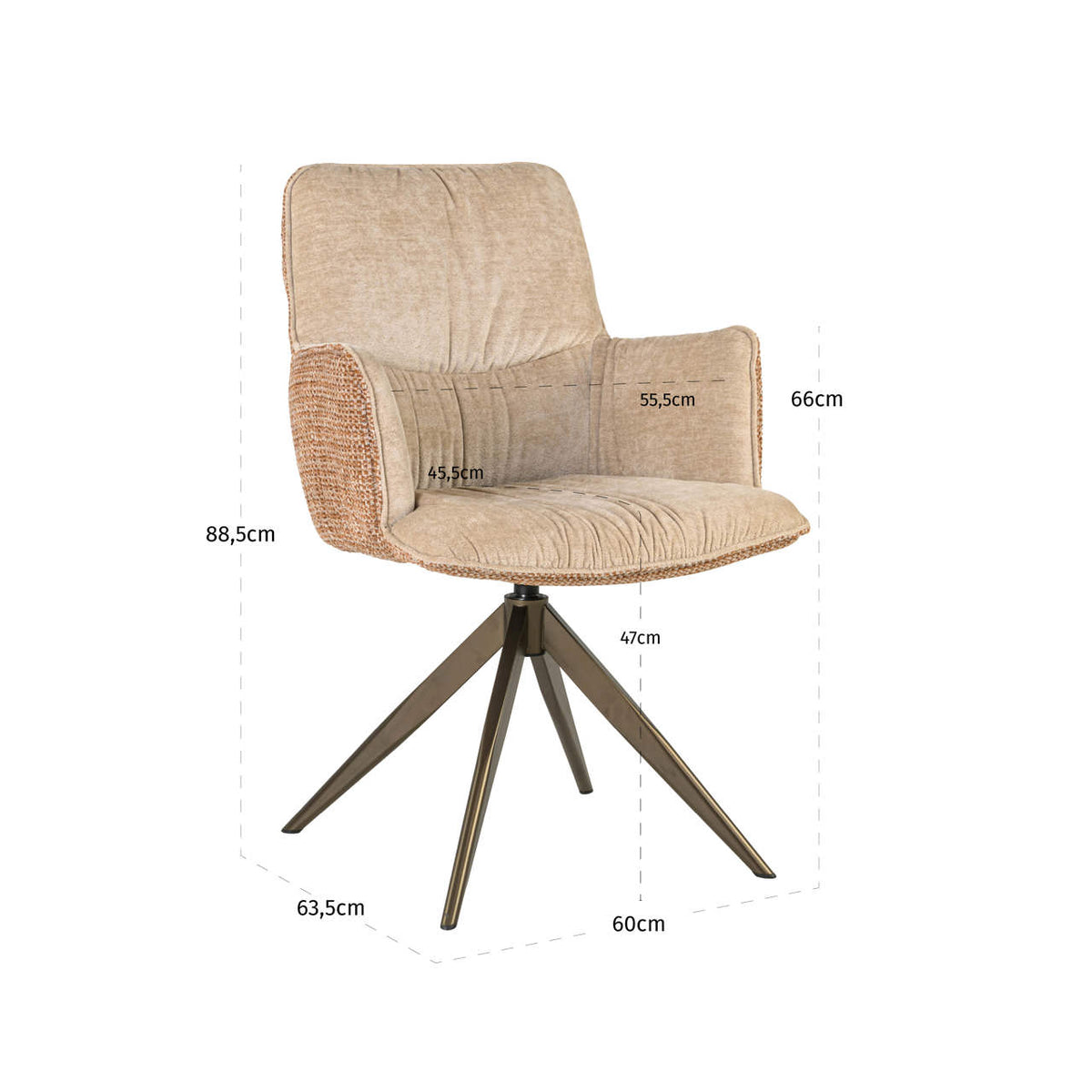 Richmond Interiors Esszimmerstuhl Chase ginger jacquard swivel