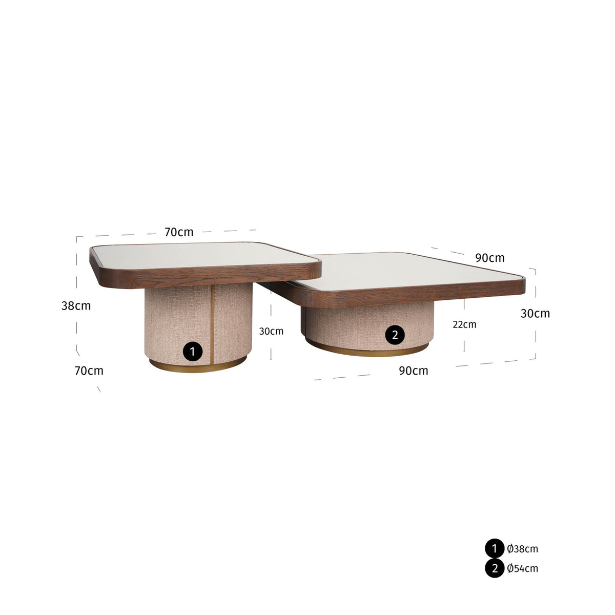 Richmond Interiors Couchtisch Willox beige including glass (Set of 2) Richmond Interiors