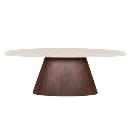 Pole to Pole DANISH Esstisch 220 cm – Travertinoptik und Walnussfurnier Esstisch oval Pole to Pole