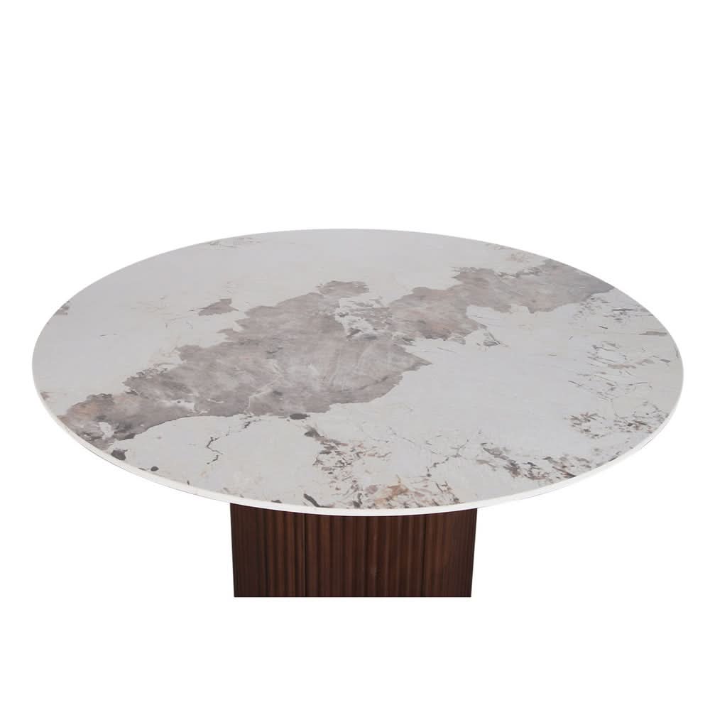 Pole to Pole URBAN CHIQUE Esstisch Ø 120 cm – Marmoroptik und Walnussfurnier Esstisch rund Pole to Pole