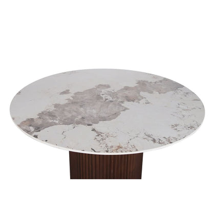 Pole to Pole URBAN CHIQUE Esstisch Ø 120 cm – Marmoroptik und Walnussfurnier Esstisch rund Pole to Pole