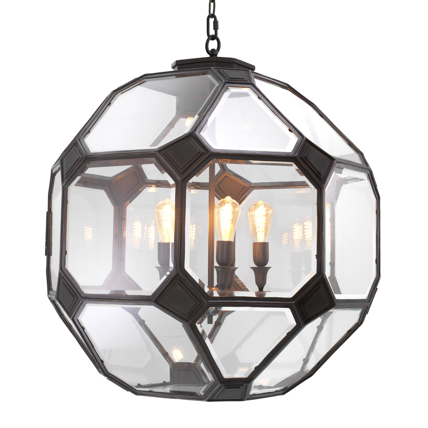 Eichholtz Laterne Olympia L – Bronze Highlight | Clear Bevelled Glass Kronleuchter Eichholtz