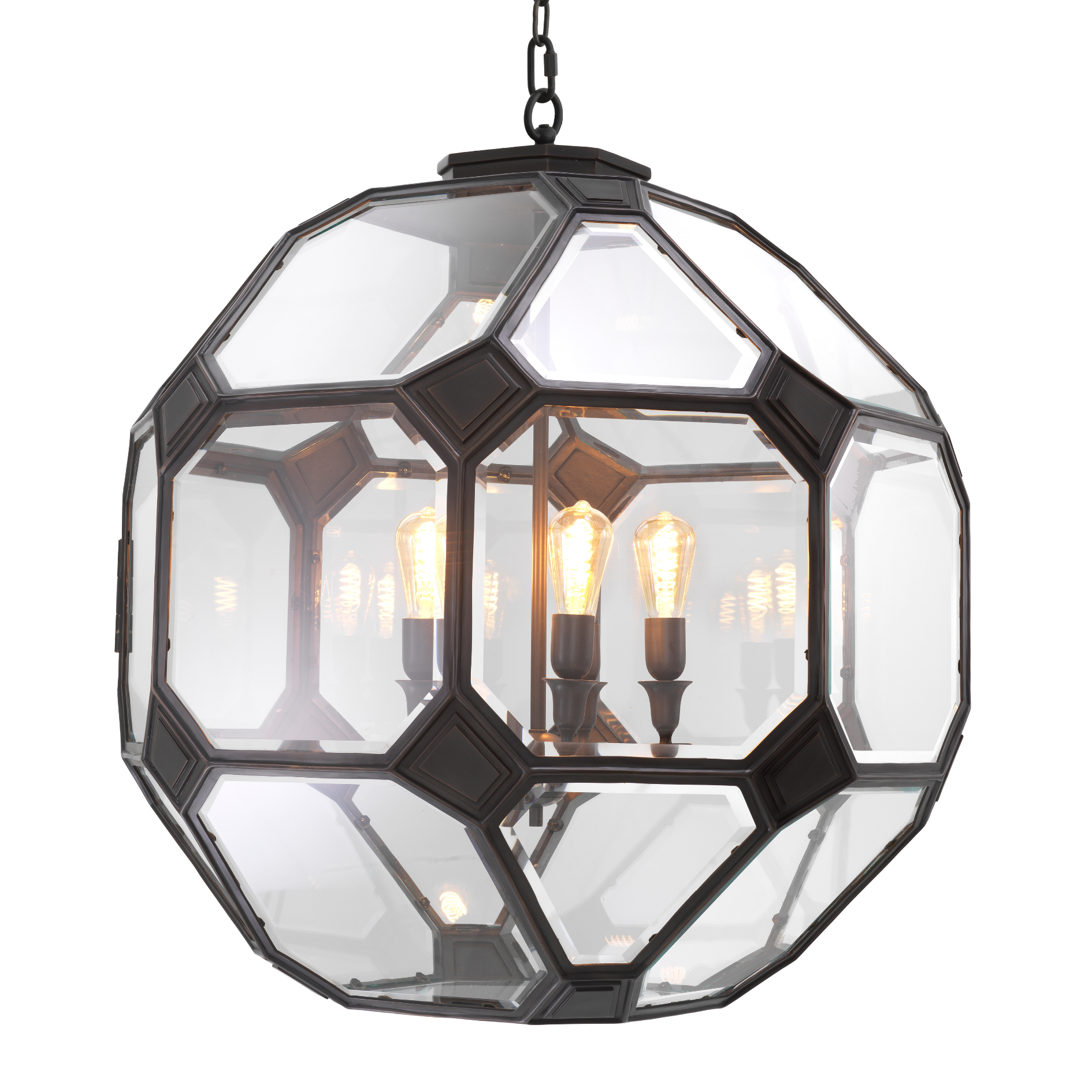 Eichholtz Laterne Olympia L – Bronze Highlight | Clear Bevelled Glass Kronleuchter Eichholtz