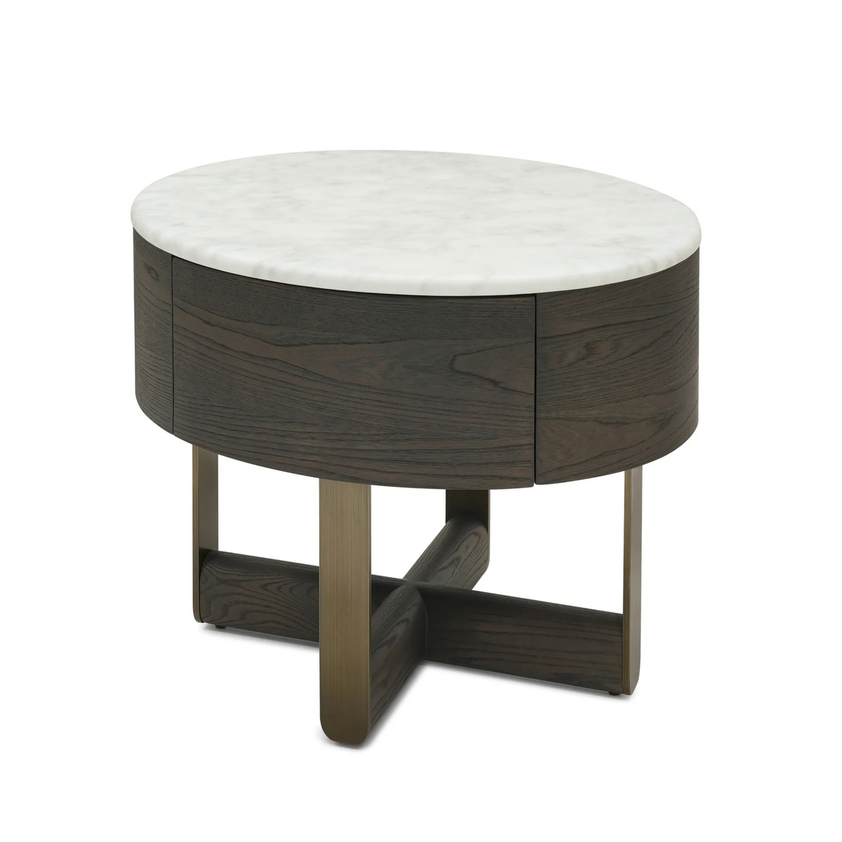 The Grand Collection FIRENZE Nachttisch – Weißer Marmor &amp; Bronze Nachttisch The Grand Collection